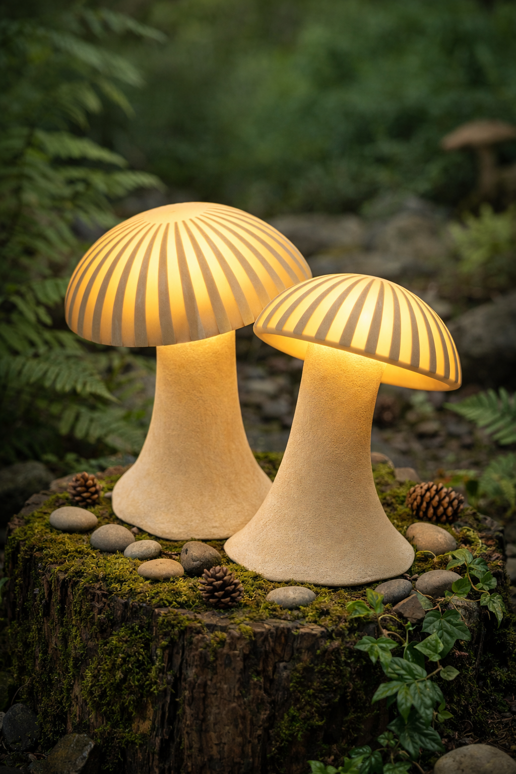 Decorative fiberglass mushroom lights